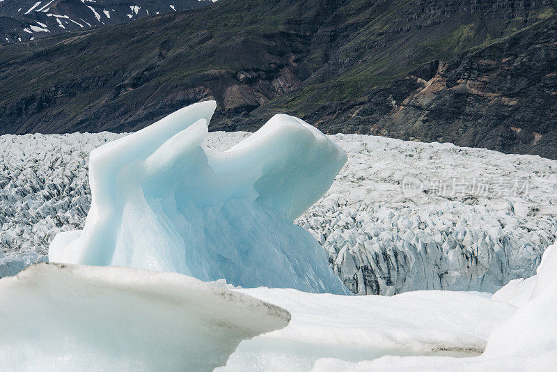 冰川冰，Fjallsjökull, Asturland，冰岛，欧洲